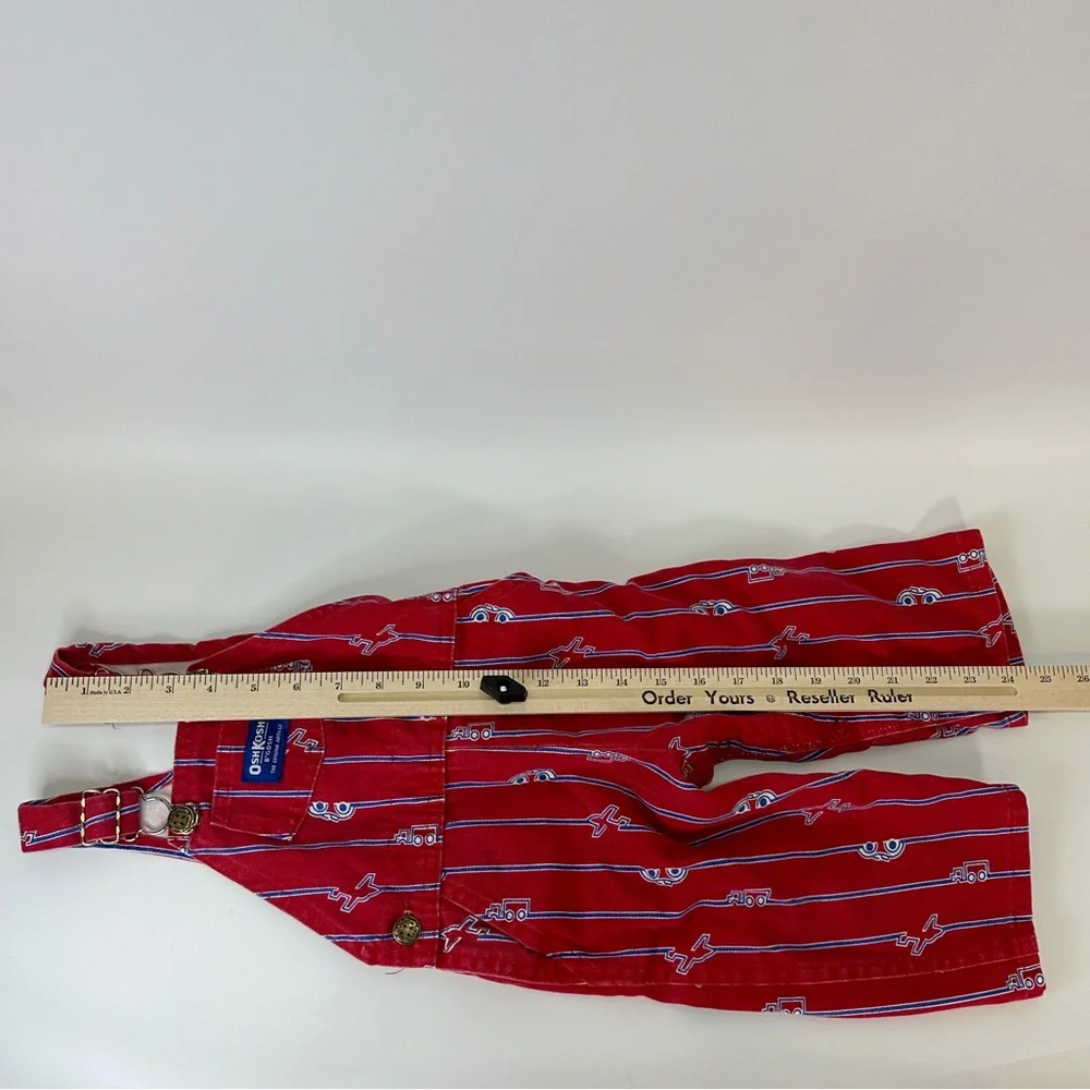 VTG Oshkosh B’Gosh Red White Blue Cars Boys Overalls 24M Made‎ in USA Vestbak